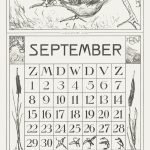 Kalenderblad september met aangeschoten vogel